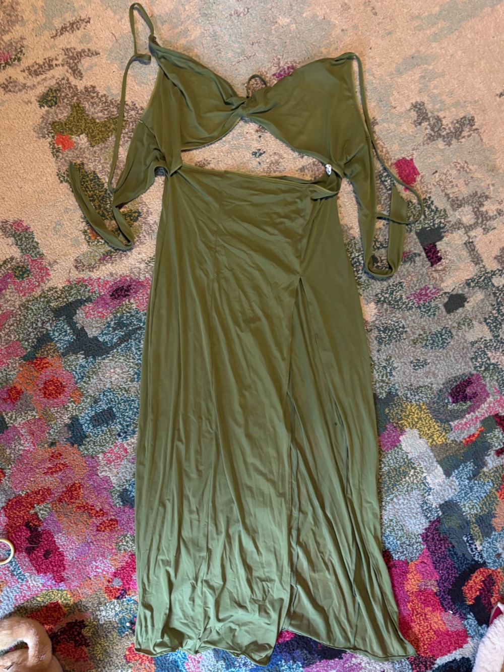Parade olive green sheer cover-up/ festival dress